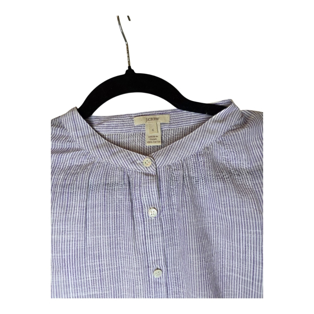 J. CREW Lavender White Stripe Popover Shirt - Size 6 - Picture 4 of 9